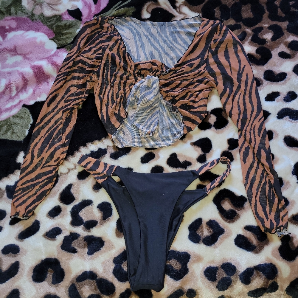 Tiger print bathing suit